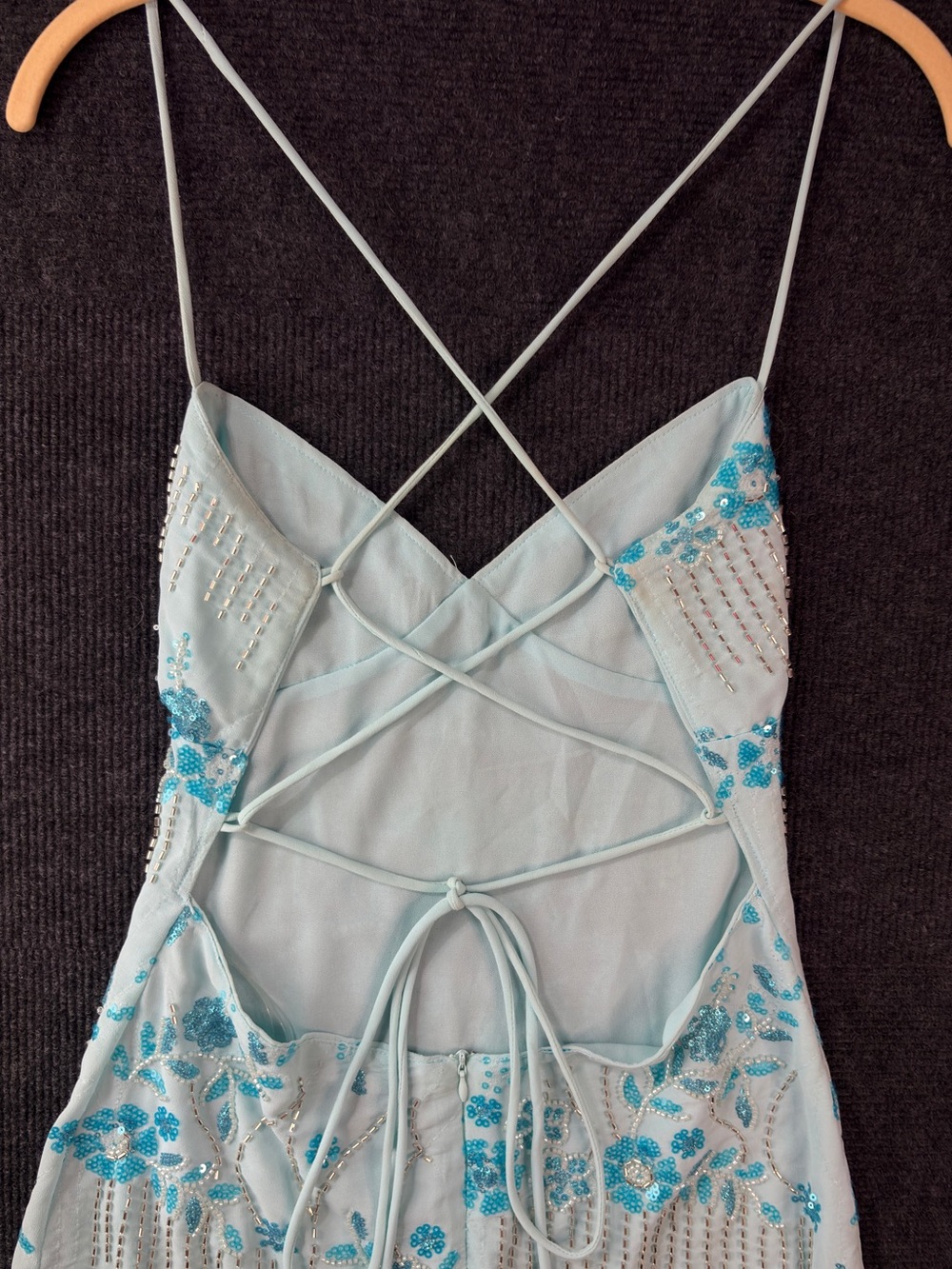 Peppermayo Light Blue Vietta Sequin Cami Micro Mini Dress size 4 or size Small - Picture 6 of 15